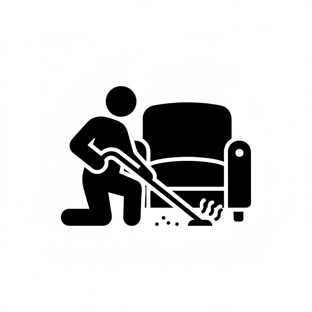 sziluett kép fehér háttérrel ami kárpittisztítást szimbolizál