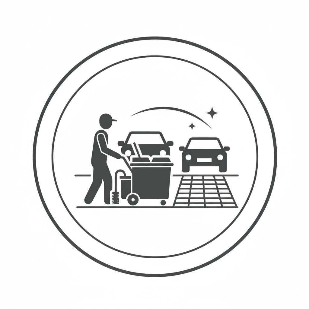 sziluett kép fehér háttérrel ami parkoló takarítást szimbolizál