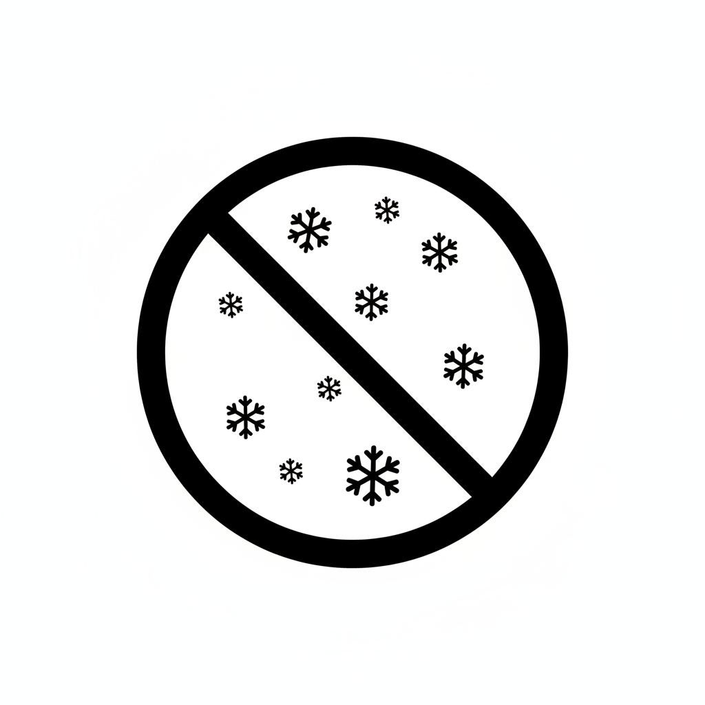 sziluett kép feketében fehér háttérrel Hulló hó egy tiltó jelben